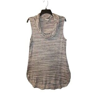 Knox Rose Shirt Top Womens Size Large Tan Ivory Cowl Sleeveless Hi Lo He…